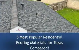 Roof with asphalt shingles and vent pipes, viewed from above.