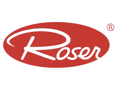 Roser logo on a white background, red and gray colors.