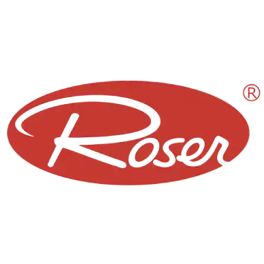 Roser logo on a white background, red and gray colors.